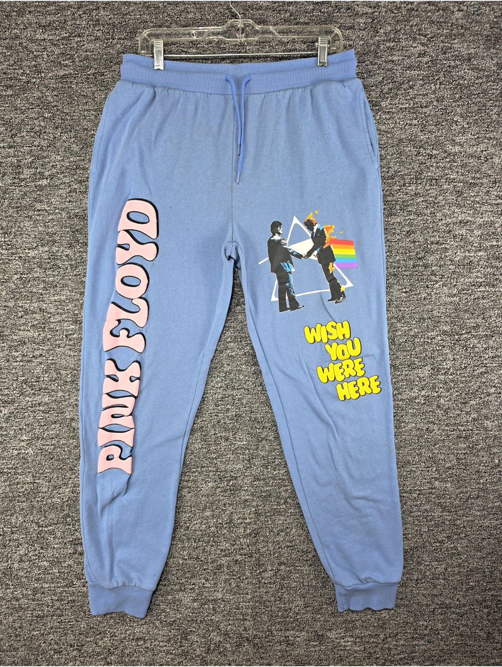Pink Floyd Men's Blue Fleece Jogger Sweatpants Graphic Logo 32W
